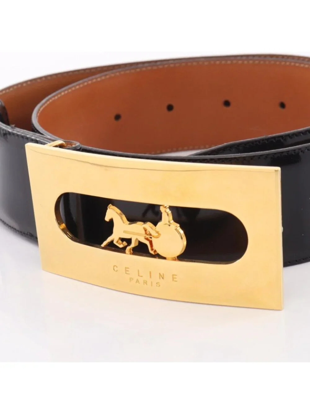 Celine Belt Saluki Gold Patent Leather
